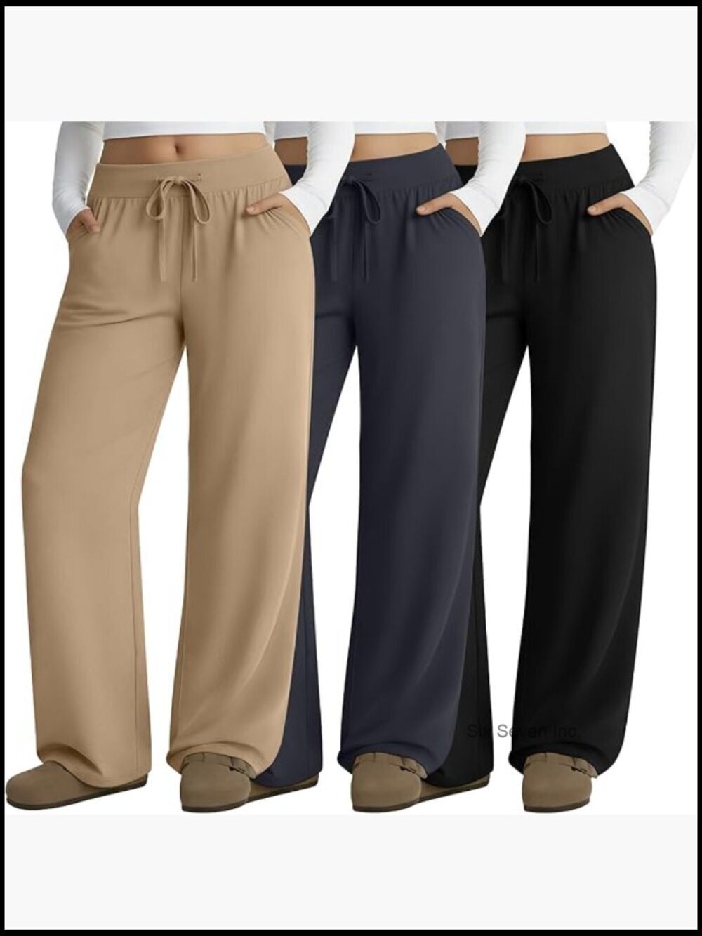 3 Pack Plus Size Lounge Pants, Wide Leg Yoga Sweatpants with Pockets